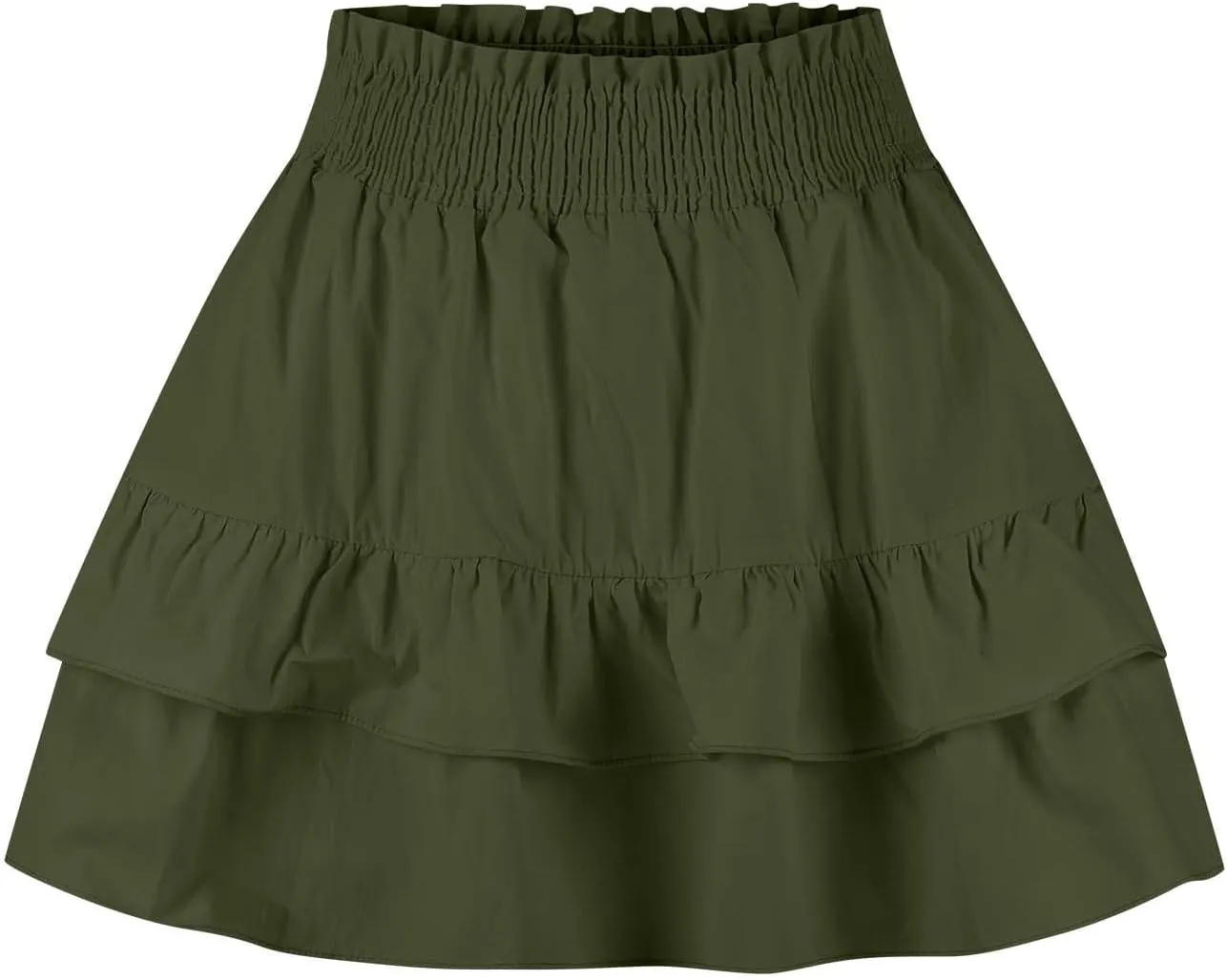 Womens High Waist Ruffle Mini Skirt Cute Tiered Short Skirt Causal Pleated Flowy Skirts Beach Vacation Flowy Skirt