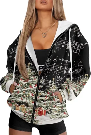 Womens Hoodies Zip Up Loose Sweatshirt Coat with Pocket Lightweight Long Sleeve Full Zip Hoodies Outfits for Fall