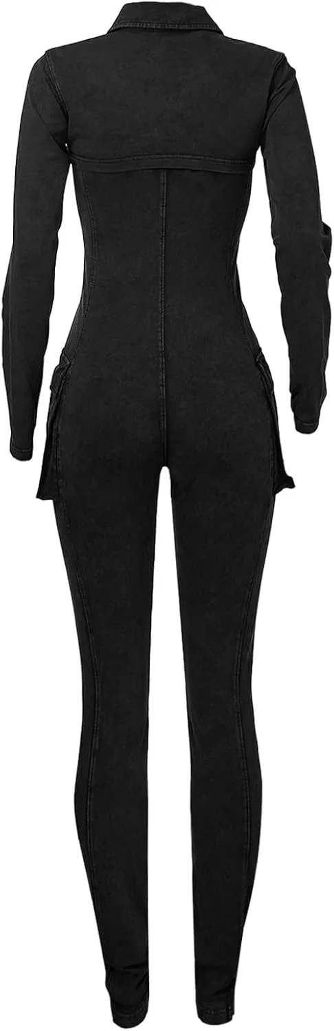 Womens Jumpsuits Casual Romper Bottom Pants Sexy Long Sleeve V Neck Top Bodycon Pant Two Piece