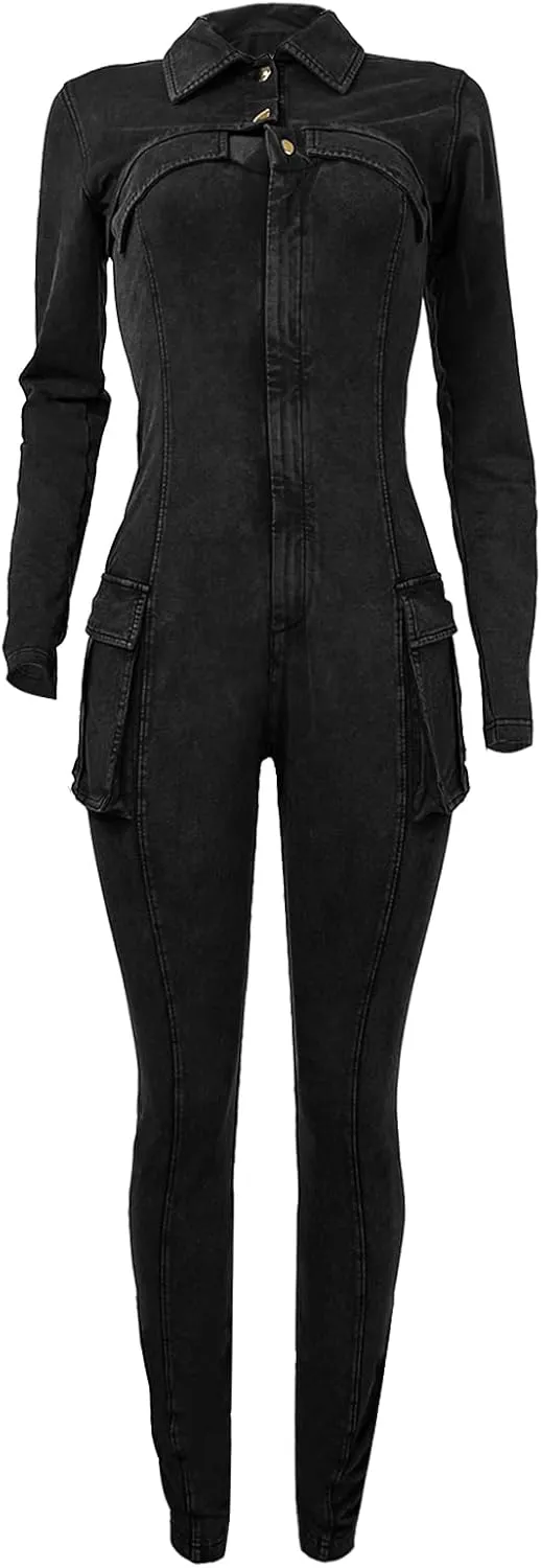 Womens Jumpsuits Casual Romper Bottom Pants Sexy Long Sleeve V Neck Top Bodycon Pant Two Piece