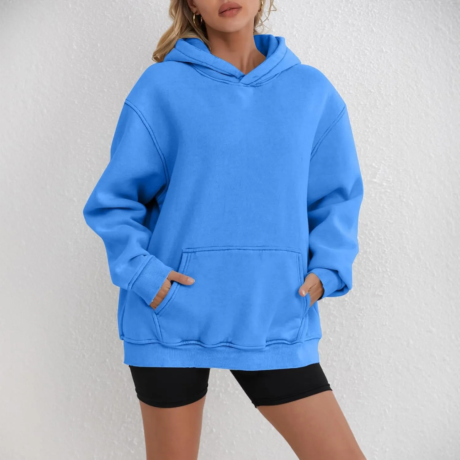 Womens Oversized Hooded Sweatshirt Fleece Long Sleeve Hoodies Comfy Pullover Top Fall Outfits Teen Preppy Clothes