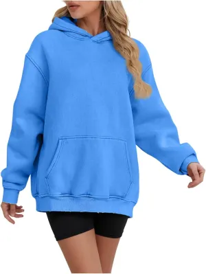 Womens Oversized Hooded Sweatshirt Fleece Long Sleeve Hoodies Comfy Pullover Top Fall Outfits Teen Preppy Clothes