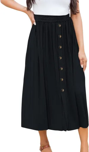 Womens Retro Skirt Women's Elastic Waist Skirts Party Shiny Accordion Pleated Midi Skirt Denim Skirts for Women