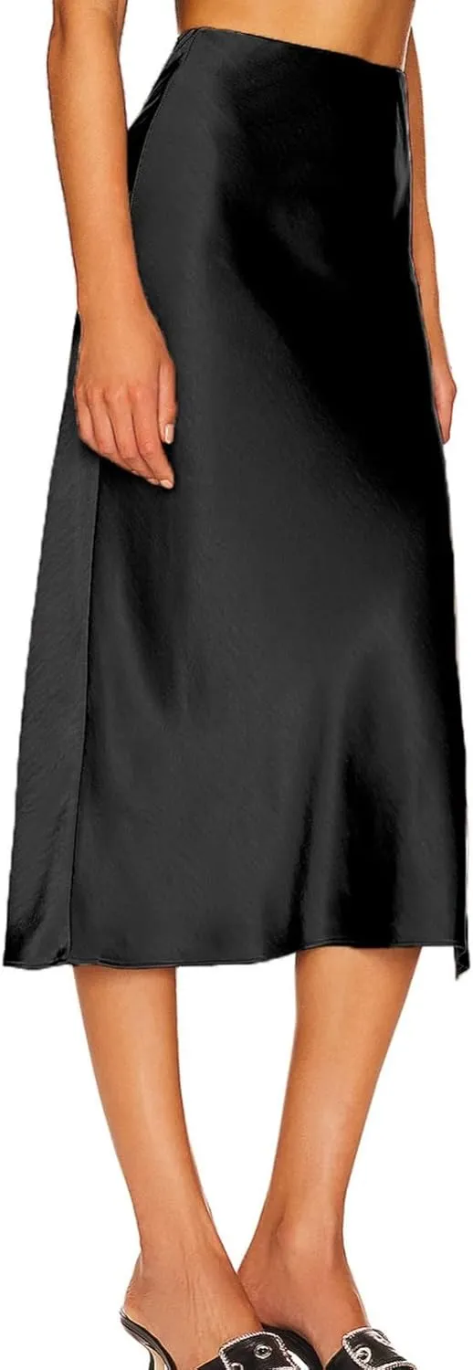 Women's Skirts Elastic Waist High Pure Color Split in The Dress Clothing Spring Outfits