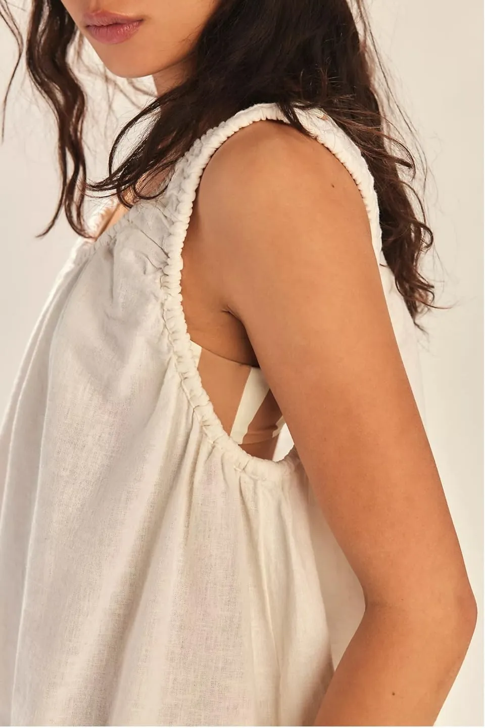 Women's Summer Babydoll Mini Dress 2025 Scoop Neck Pleated Beach Cover Up Tank Sundress with Pockets
