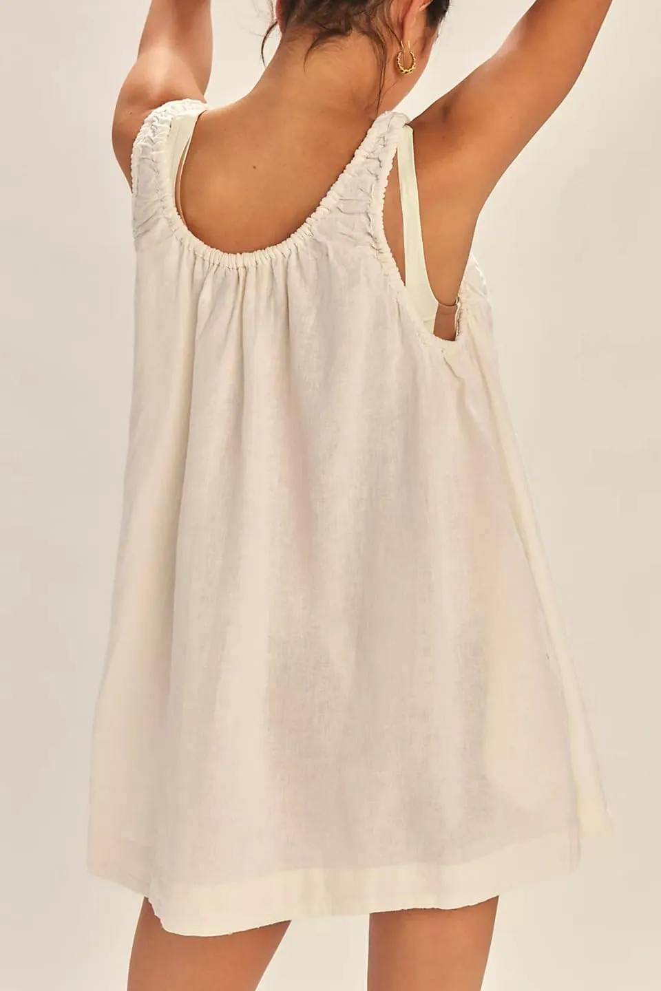 Women's Summer Babydoll Mini Dress 2025 Scoop Neck Pleated Beach Cover Up Tank Sundress with Pockets