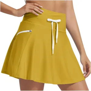 Women's Swim Skirt Quick Dry Workout High Waisted Skirts Drawstring Sports Beach Cute Pure Smooth Skirt 2025 New