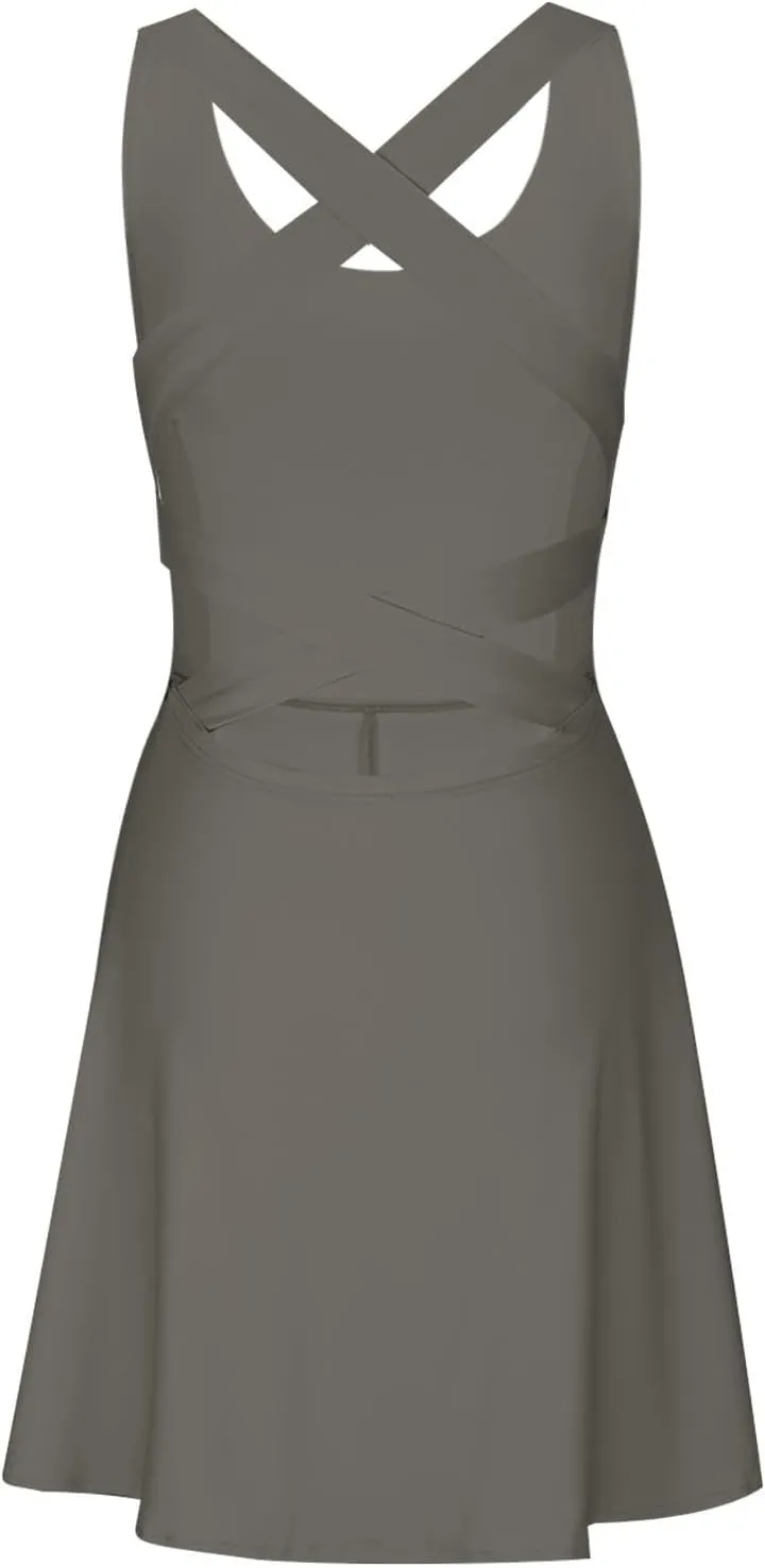 Womens Tennis Dress with Built in Shorts Backless V Neck Stretch Mini Skirt Sleeveless Golf Pocket Athletic Dresses