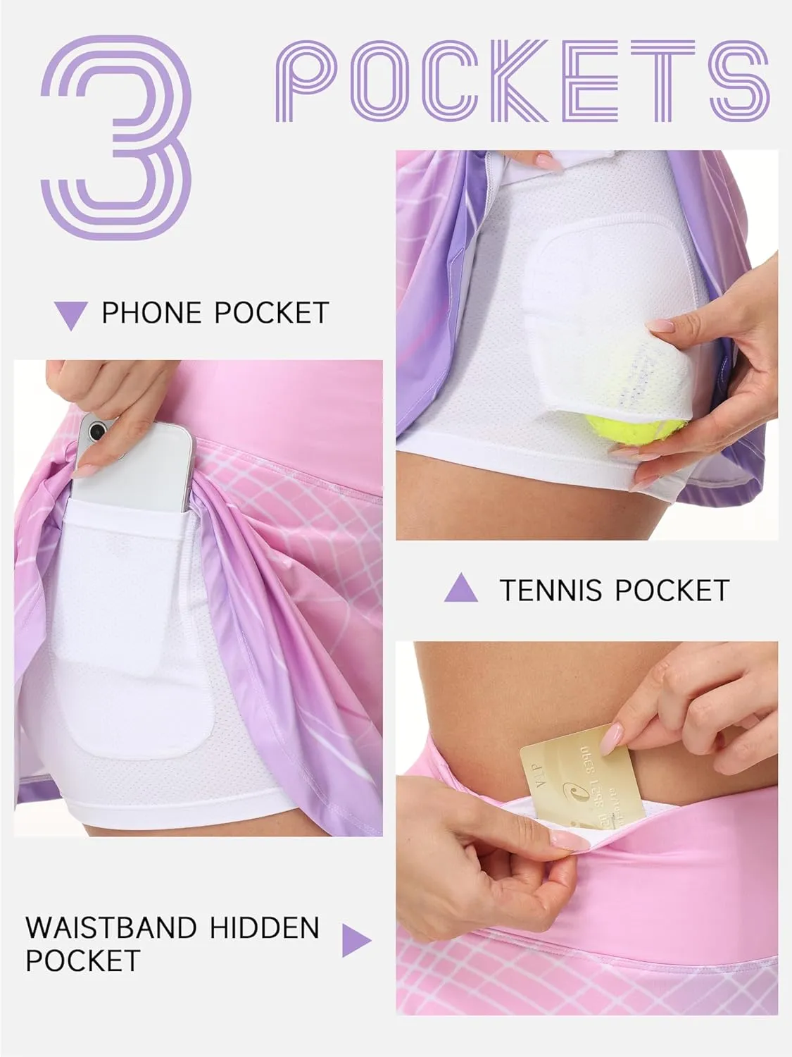 Women's Tennis Skirts Golf Skorts with Pockets High Waisted Inner Shorts Athletic Workout Pleated Skirts