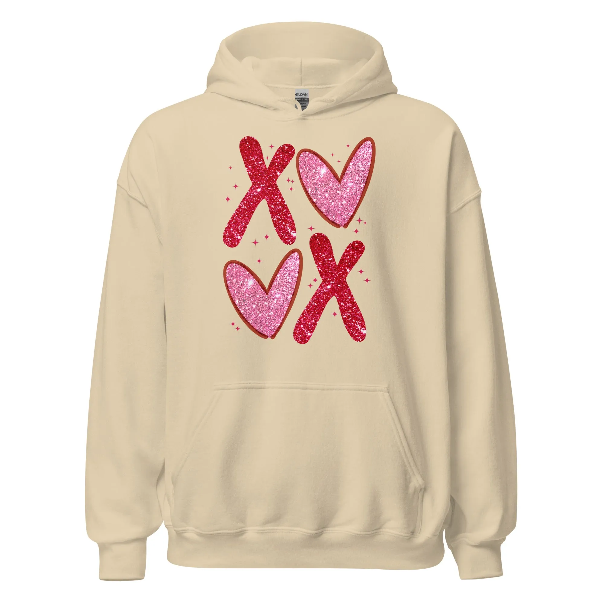 XOXO Pink Glitter - Valentine’s Day Hoodie – The Perfect Blend of Comfort and Style