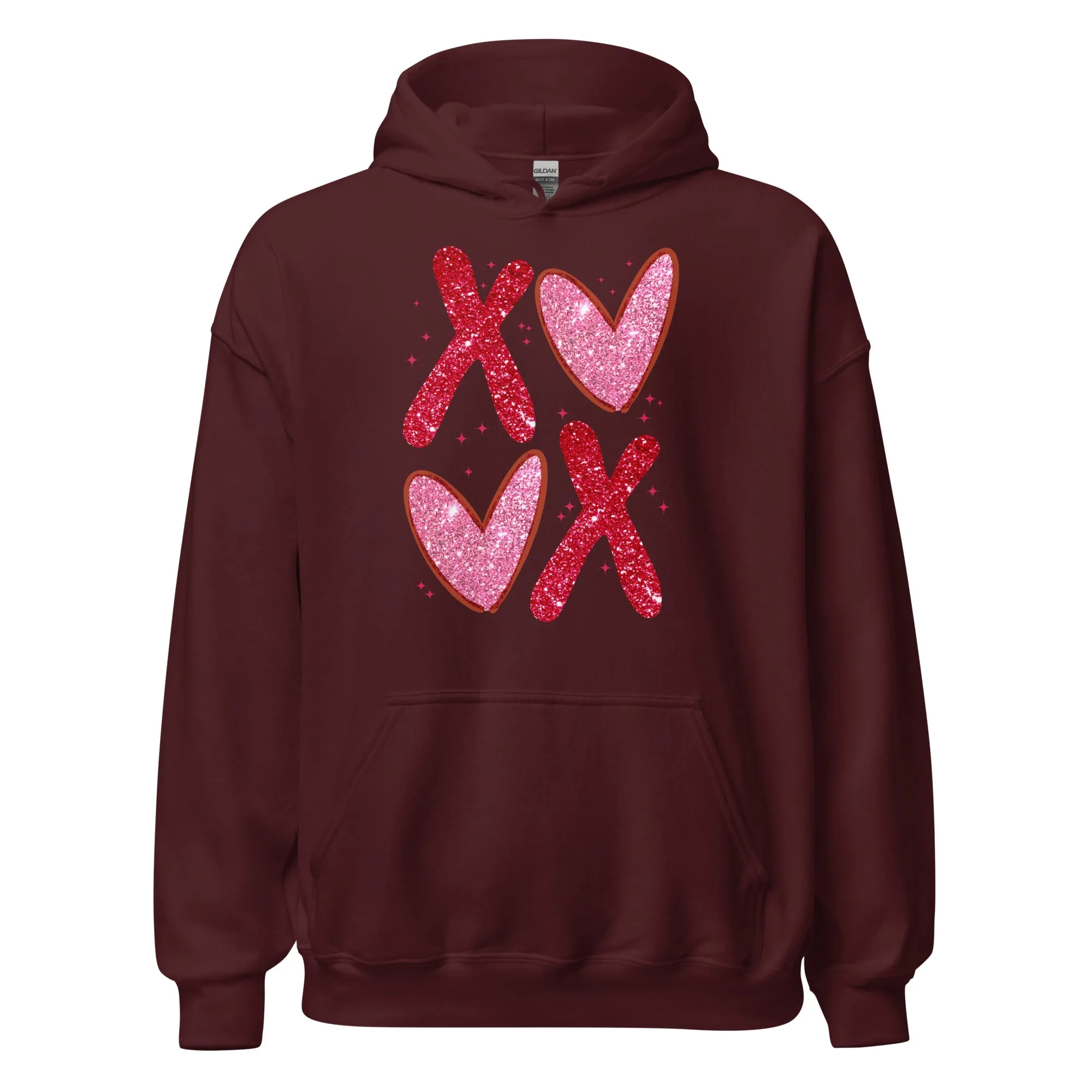 XOXO Pink Glitter - Valentine’s Day Hoodie – The Perfect Blend of Comfort and Style