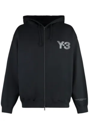 Y-3 JE9278 Logo Zip Hoodie Black