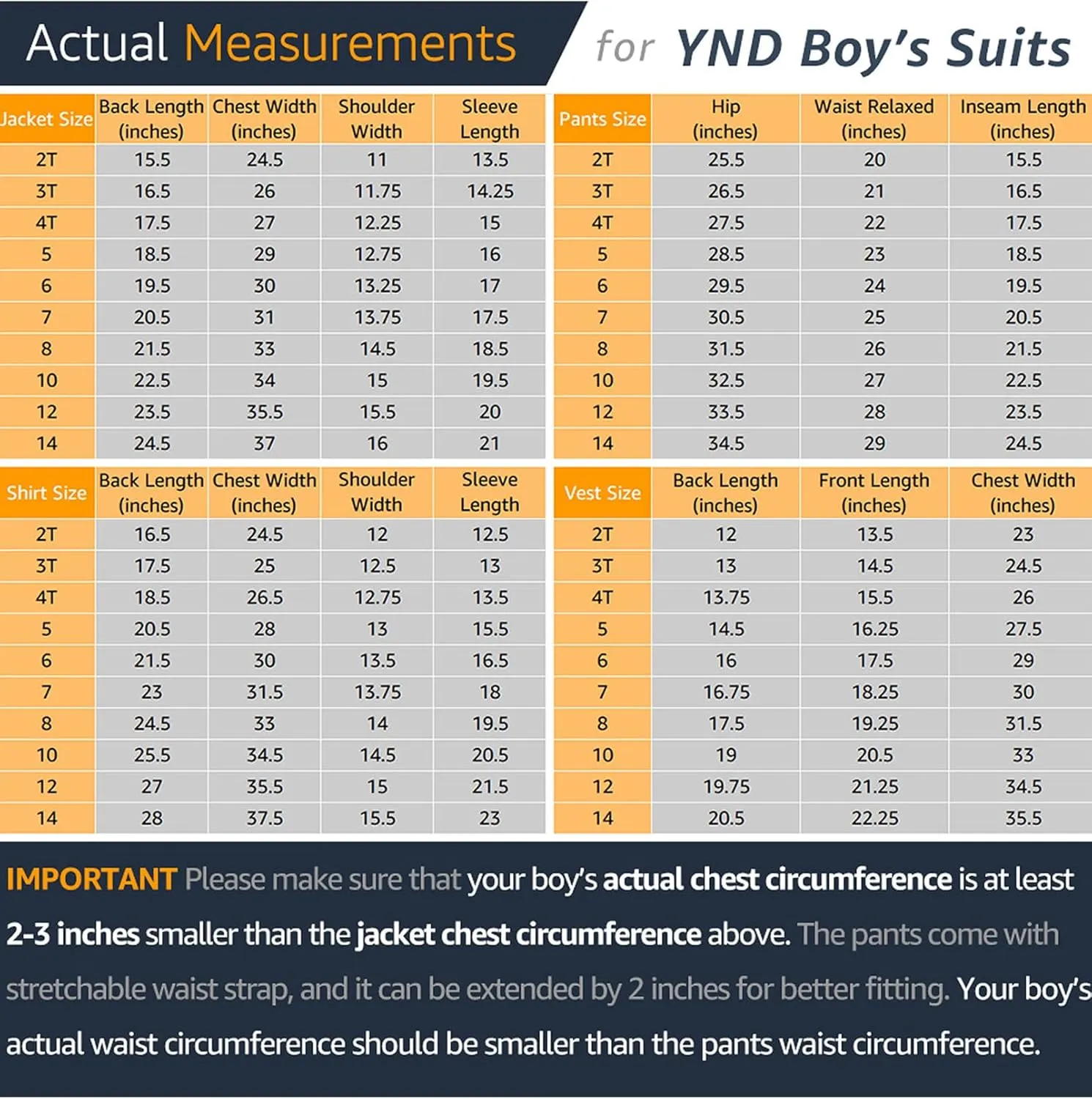 YND Boys 5 Piece Slim Fit Suit Set, Solid Formal Dresswear of Jacket Vest Pants Shirt and Tie