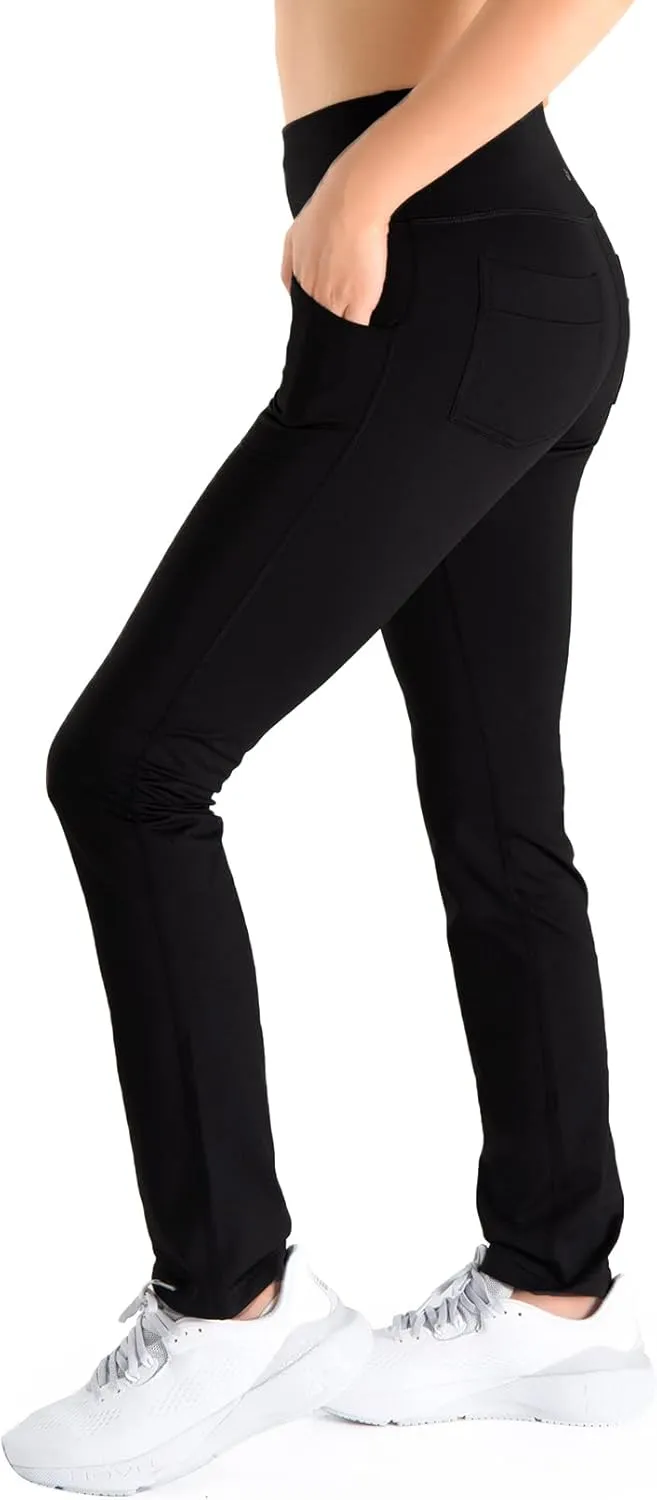 Yogipace Petite/Regular/Tall Women's Fleece Lined Thermal Pants Yoga Straight Leg Winter Trousers with Pockets