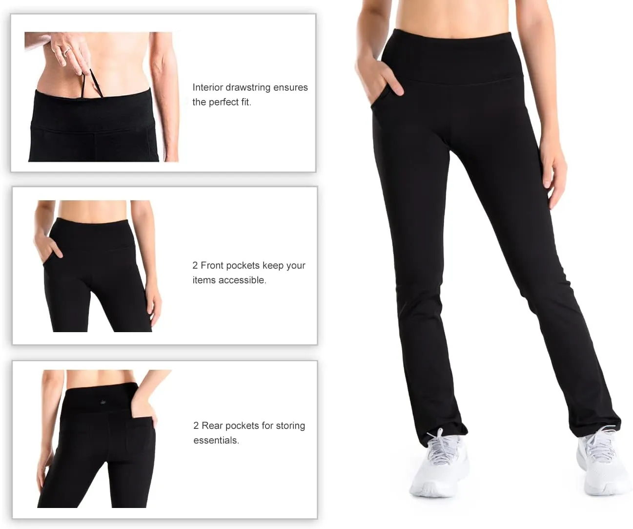Yogipace Petite/Regular/Tall Women's Fleece Lined Thermal Pants Yoga Straight Leg Winter Trousers with Pockets